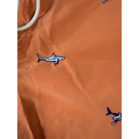 Polo Ralph Lauren Swim Trunks Mens Large Orange Embroidered Sharks AOP Vintage - Picture 6 of 13